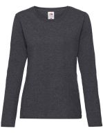 Ladies Valueweight Longs Sleeve T Dark Grey Heather