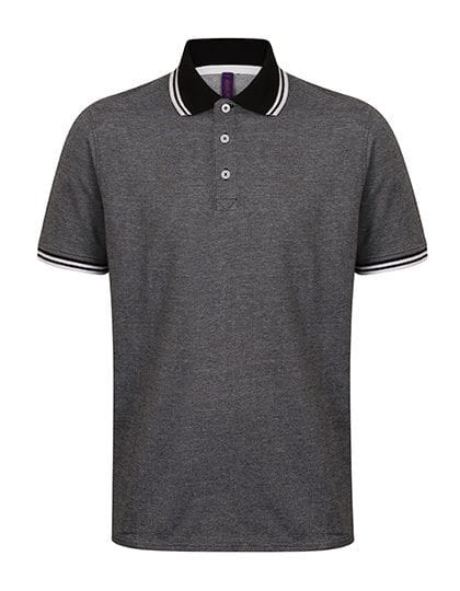 Men`s 2-Tone Pique Tipped Polo Shirt Black / White