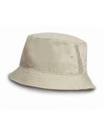 Deluxe Washed Cotton Bucket Hat with Side Mesh Panels Natural