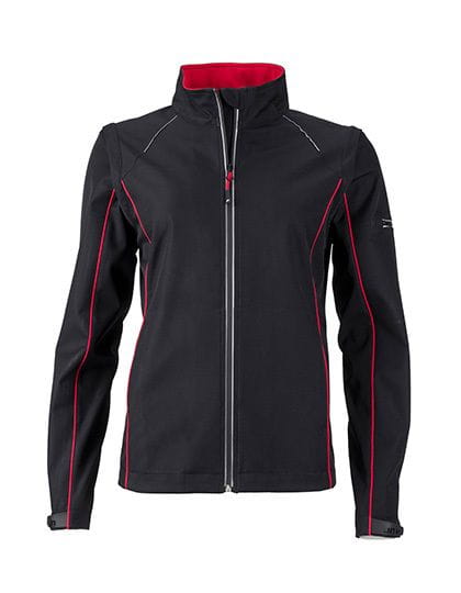 Ladies` Zip-Off Softshell Jacket Black / Red