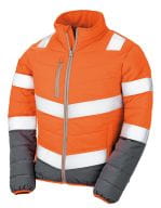 Women`s Soft Padded Safety Jacket Fluorescent Orange / Grey