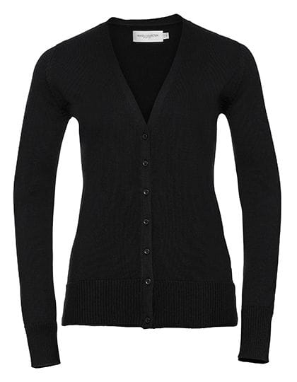 Ladies` V-Neck Knitted Cardigan Black