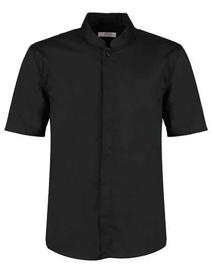 Men`s Tailored Fit Bar Shirt Mandarin Collar Short Sleeve