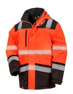 Printable Waterproof Safety Coat Fluorescent Orange / Black