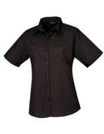 Ladies` Poplin Short Sleeve Blouse Black