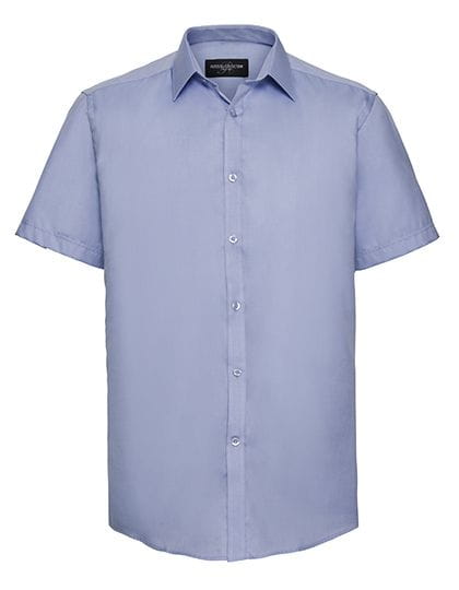 Men`s Short Sleeve Tailored Herringbone Shirt Light Blue