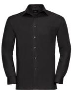 Men`s Long Sleeve Classic Pure Cotton Poplin Shirt Black