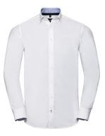 Men`s Long Sleeve Tailored Contrast Ultimate Stretch Shirt  White / Oxford Blue / Bright Navy