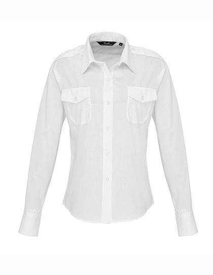 Ladies` Long Sleeve Pilot Shirt White