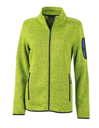 Ladies` Knitted Fleece Jacket Kiwi Melange / Royal