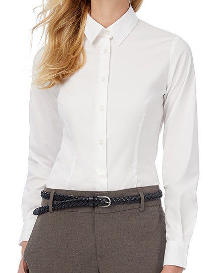 Poplin Shirt Black Tie Long Sleeve / Women