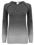 Ladies` Seamless Fade Out Long Sleeved Top Dark Grey - Light Grey Marl