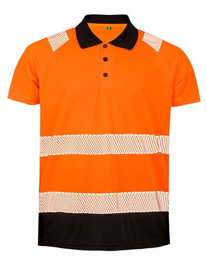 Recycled Safety Polo Shirt Fluorescent Orange / Black