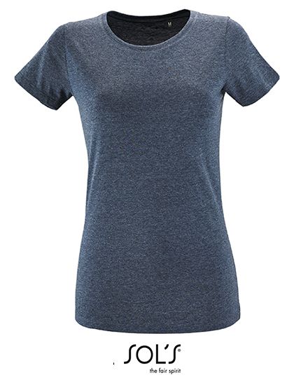 Women`s Round Neck Fitted T-Shirt Regent Heather Denim