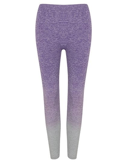 Ladies` Seamless Fade Out Leggings Purple - Light Grey Marl