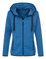 Knit Fleece Jacket Women Blue Melange