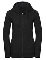 Ladies` Authentic Melange Zipped Hood Sweat Charcoal Melange