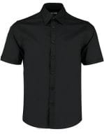 Men`s Tailored Fit Bar Shirt Short Sleeve Black