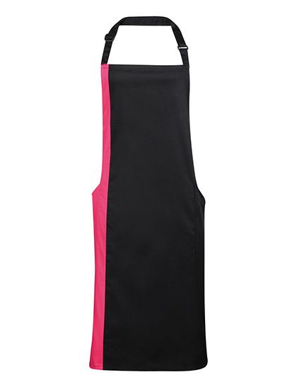 Colours Collection Contrast Bib Apron Black / Hot Pink (ca. Pantone 214c)