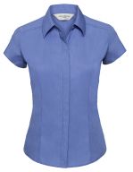 Ladies` Cap Sleeve Fitted Polycotton Poplin Shirt Corporate Blue
