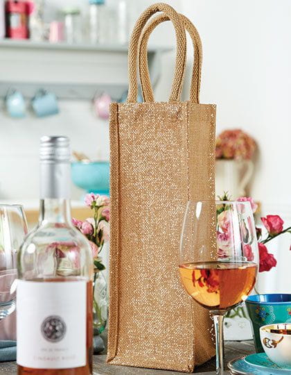 Shimmer Jute Bottle Bag