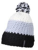 Crocheted Cap with Pompon Black / Silver / White