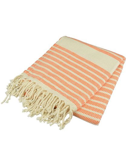 Hamamzz® Original Bodrum De Luxe Towel Orange / Ivory