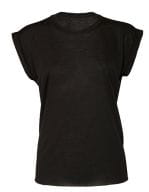 Women`s Flowy Muscle Tee with Rolled Cuff Black