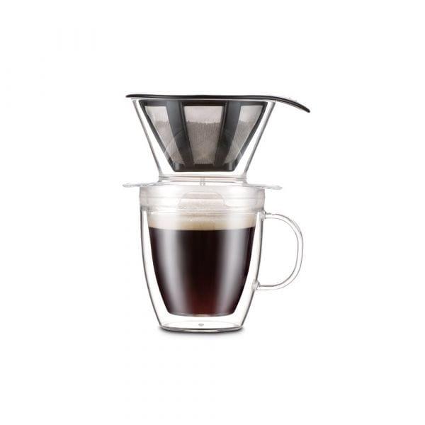 POUR OVER. Kaffeefilter und Isolierbecher Transparent