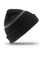 Junior Thinsulate Woolly Ski Hat with Reflective Band Black Junior Thinsulate Woolly Ski Hat with Reflective Band Black