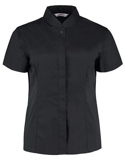 Women`s Tailored Fit Bar Shirt Mandarin Collar Short Sleeve