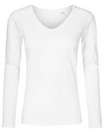 Women´s V-Neck T-Shirt Longsleeve White