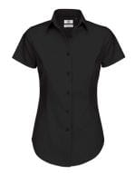 Poplin Shirt Black Tie Short Sleeve / Women Black