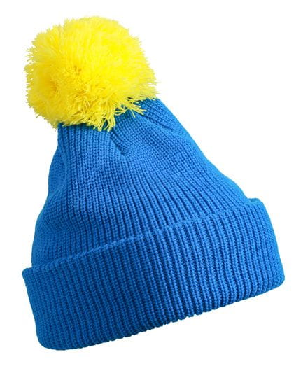 Pompon Hat with Brim Azur / Yellow