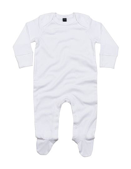 Baby Organic Sleepsuit with Scratch Mitts White