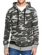 Full Zip Camo Hooded Fleece Jacket Black Camo