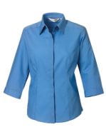 Ladies` 3/4 Sleeve Fitted Polycotton Poplin Shirt Corporate Blue