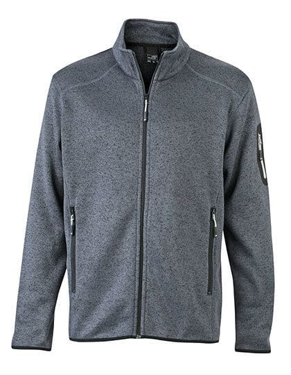 Men`s Knitted Fleece Jacket Dark Grey Melange / Silver (Solid)