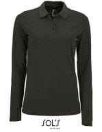 Women`s Long-Sleeve Piqué Polo Shirt Perfect Charcoal Melange