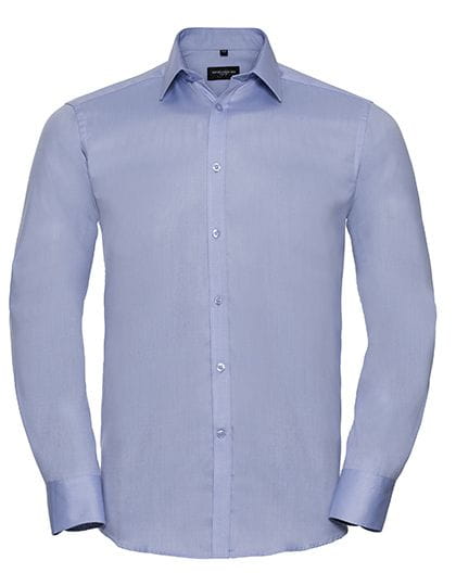 Men`s Long Sleeve Tailored Herringbone Shirt Light Blue