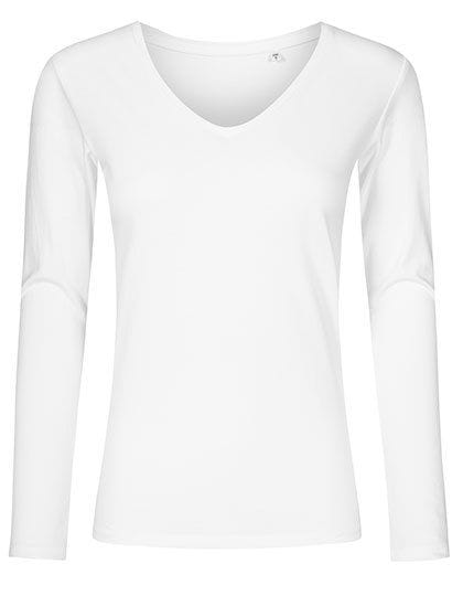 Women´s V-Neck T-Shirt Longsleeve White