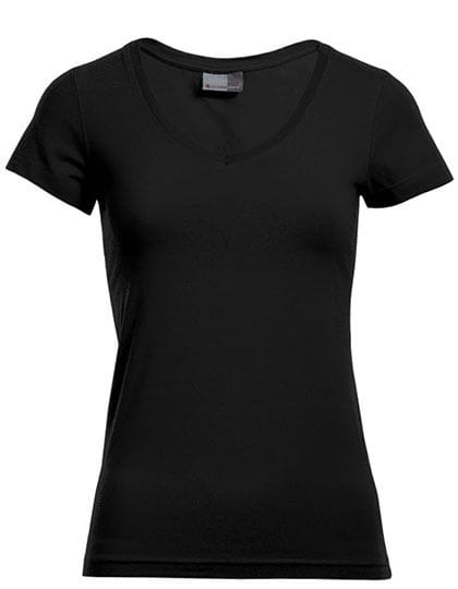 Women`s Slim Fit V-Neck-T Black