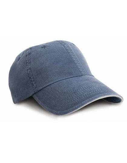 Washed Fine Line Cotton Cap with Sandwich Peak Navy / Putty