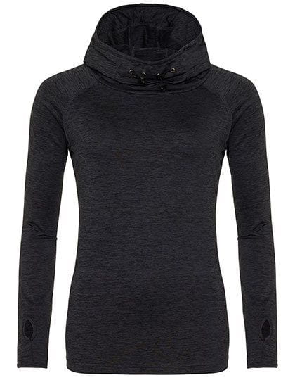 Girlie Cool Cowl Neck Top Black Slate Melange