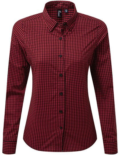 Maxton Check Womens Long Sleeve Shirt Black / Red (ca. Pantone 201C)