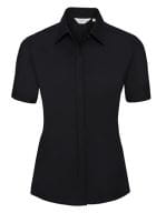 Ladies` Short Sleeve Fitted Ultimate Stretch Shirt Black
