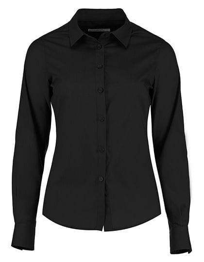 Women`s Tailored Fit Poplin Shirt Long Sleeve Black
