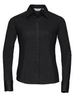 Ladies` Long Sleeve Fitted Polycotton Poplin Shirt Black