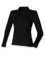 Women`s Long Sleeved Stretch Polo Black