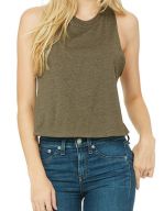 Women`s Racerback Cropped Tank Heather Olive